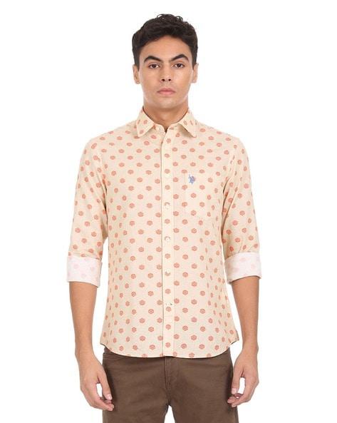 block print shirt with patch pocket