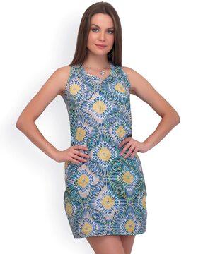 block print sleeveless dress