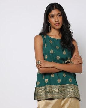 block print sleeveless top