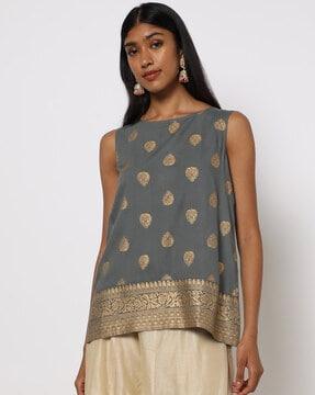 block print sleeveless top