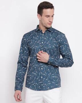 block print slim fit shirt