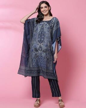 block print straight kurta set