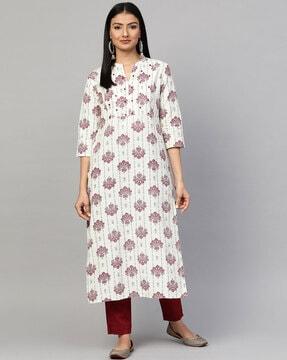 block print straight kurta