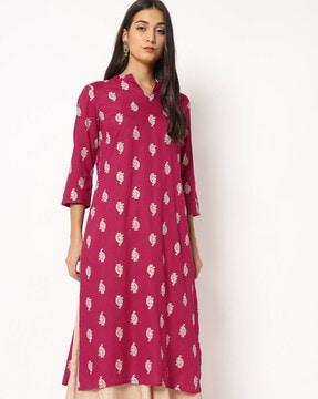 block print straight kurta