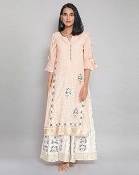 block print straight kurta