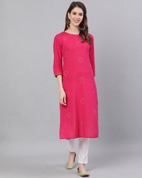 block print straight kurta