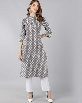 block print straight kurta