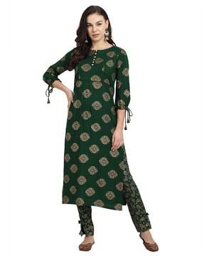 block print straight kurta