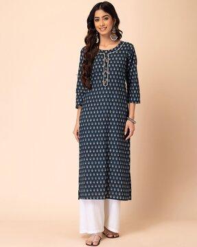 block print straight kurta