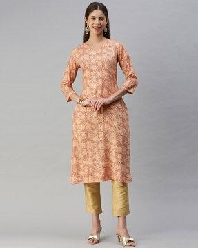 block print straight kurta