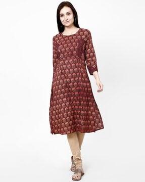 block print straight kurta