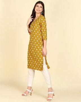 block print straight kurta