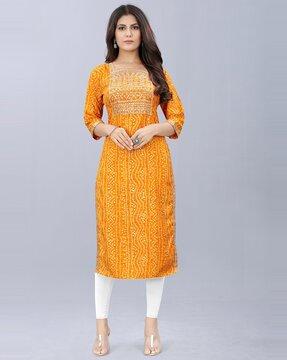 block print straight kurti