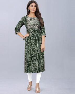 block print straight kurti