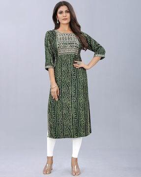 block print straight kurti