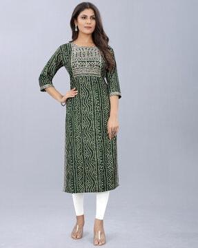 block print straight kurti