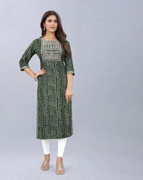 block print straight kurti