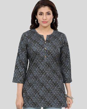 block print straight kurti