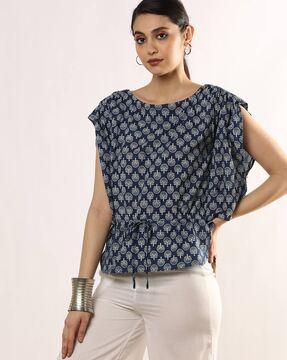 block print top with butterfly sleeves