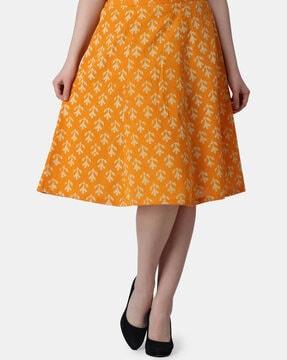 block printed flared skirt