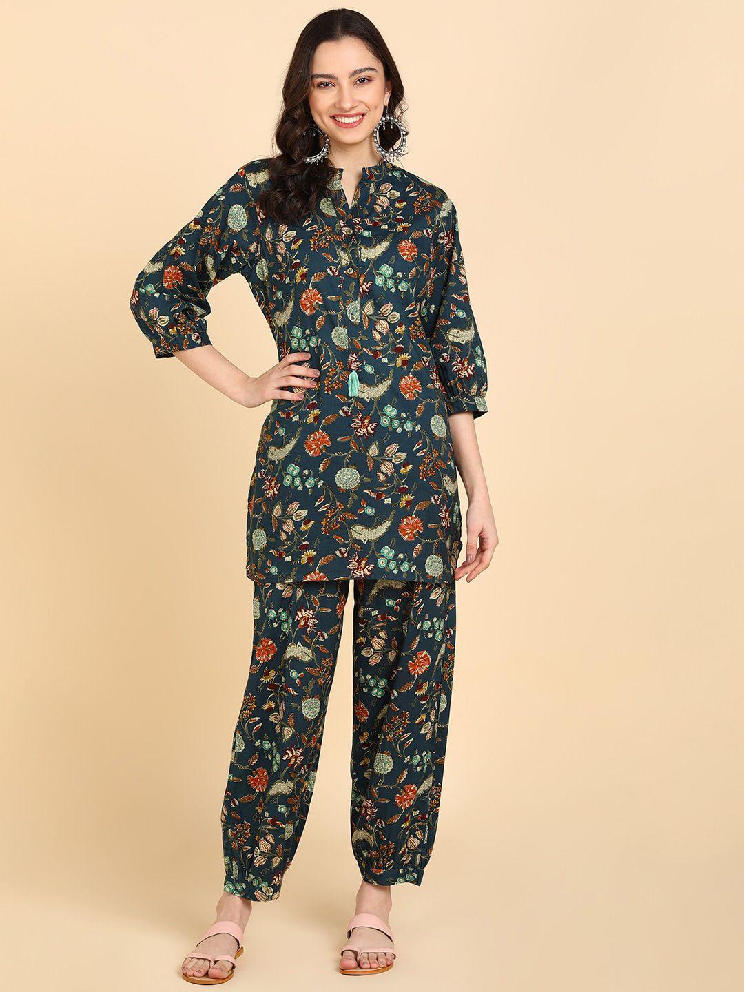 blocks of india women floral printed pure cotton co-ord set