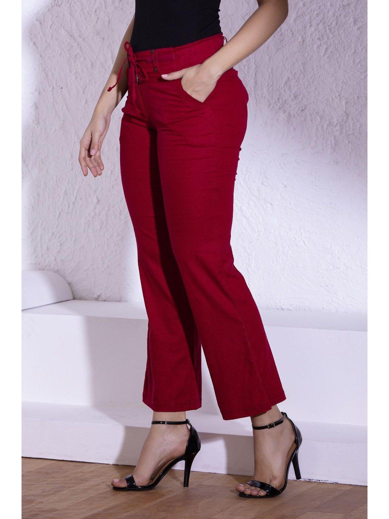 blood maroon linen pant