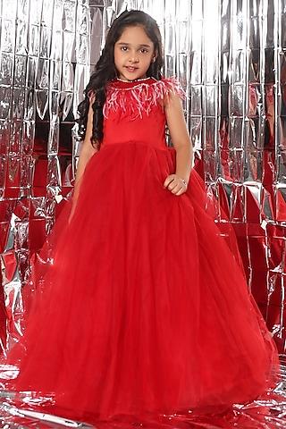 blood red tulle gown for girls