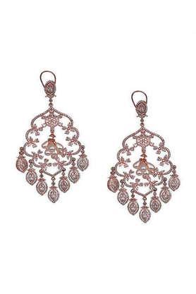 bloom collection brass 18k rose gold plated versailles crystal ethnic earrings