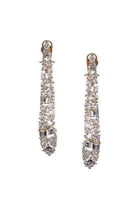 bloom collection brass 18k yellow gold plated french riveria crystal ethnic earrings