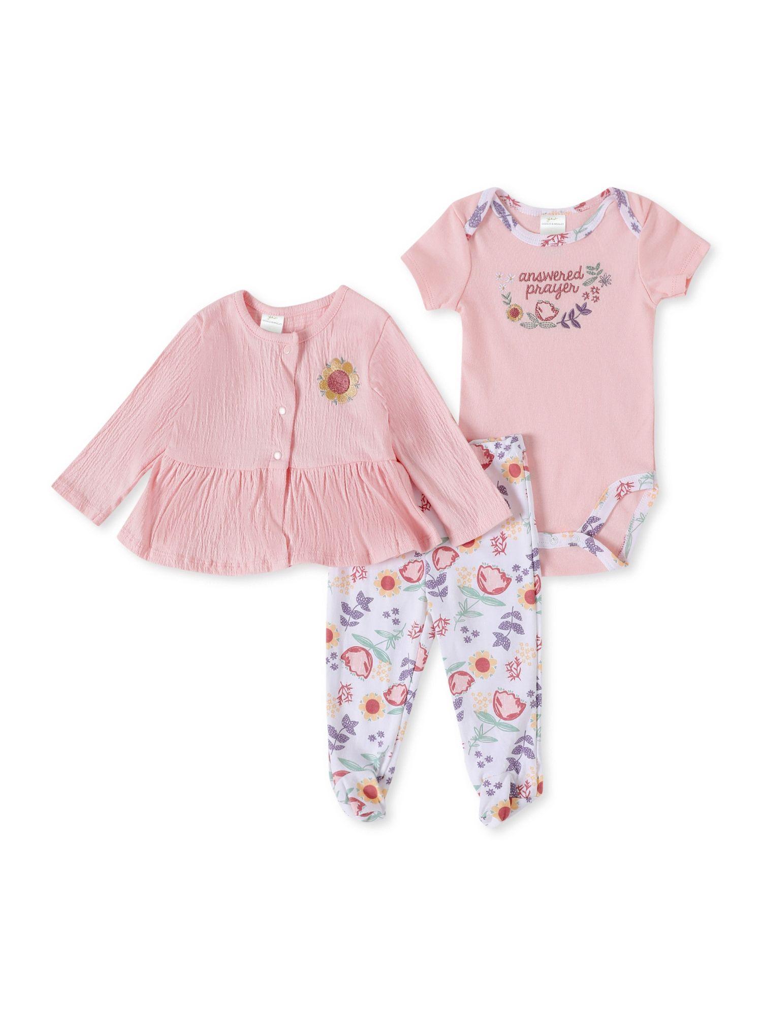 bloom and blossom peach onesies with leggings (set of 3)