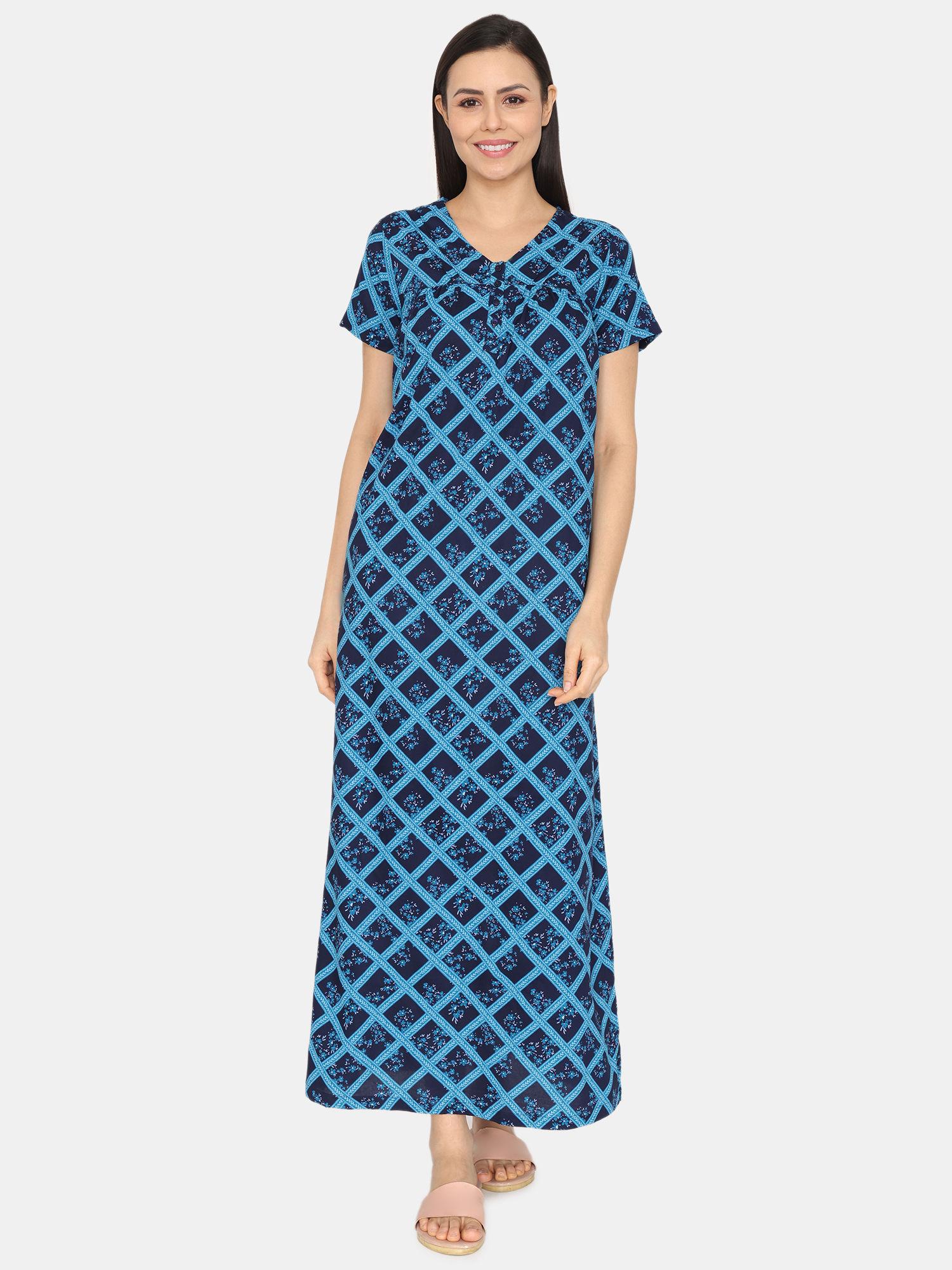 bloom hive woven full length nightdress - medieval blue