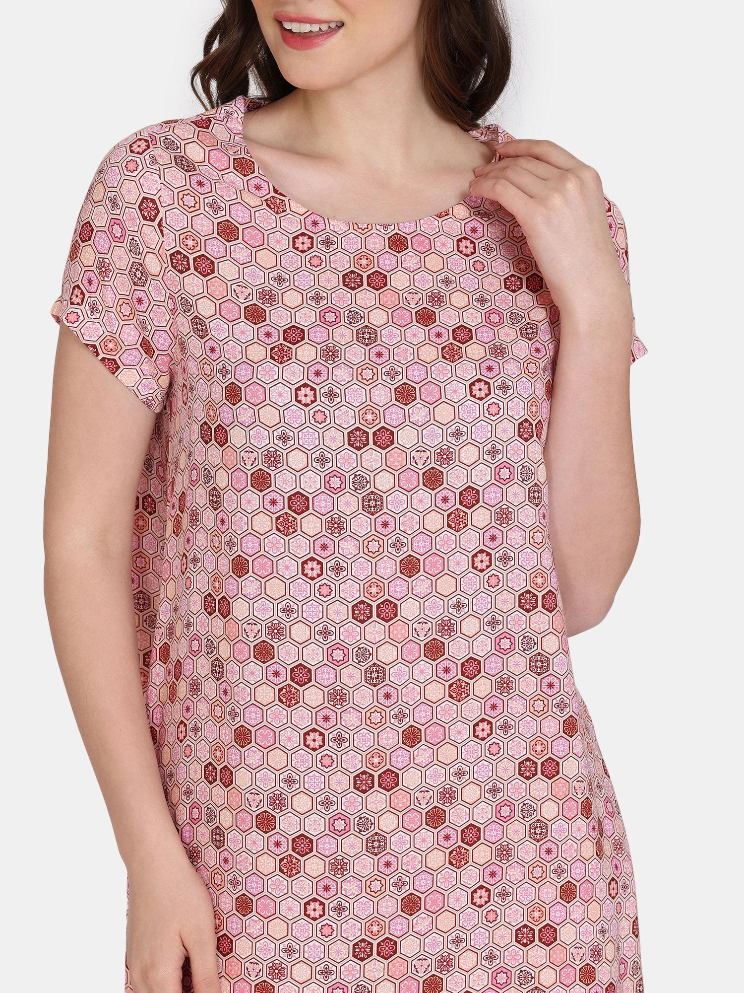 bloom hive woven mid length nightdress - prairie sunset