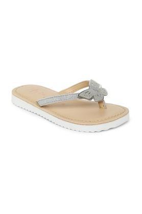 bloom pu slipon girls casual flip flops - silver