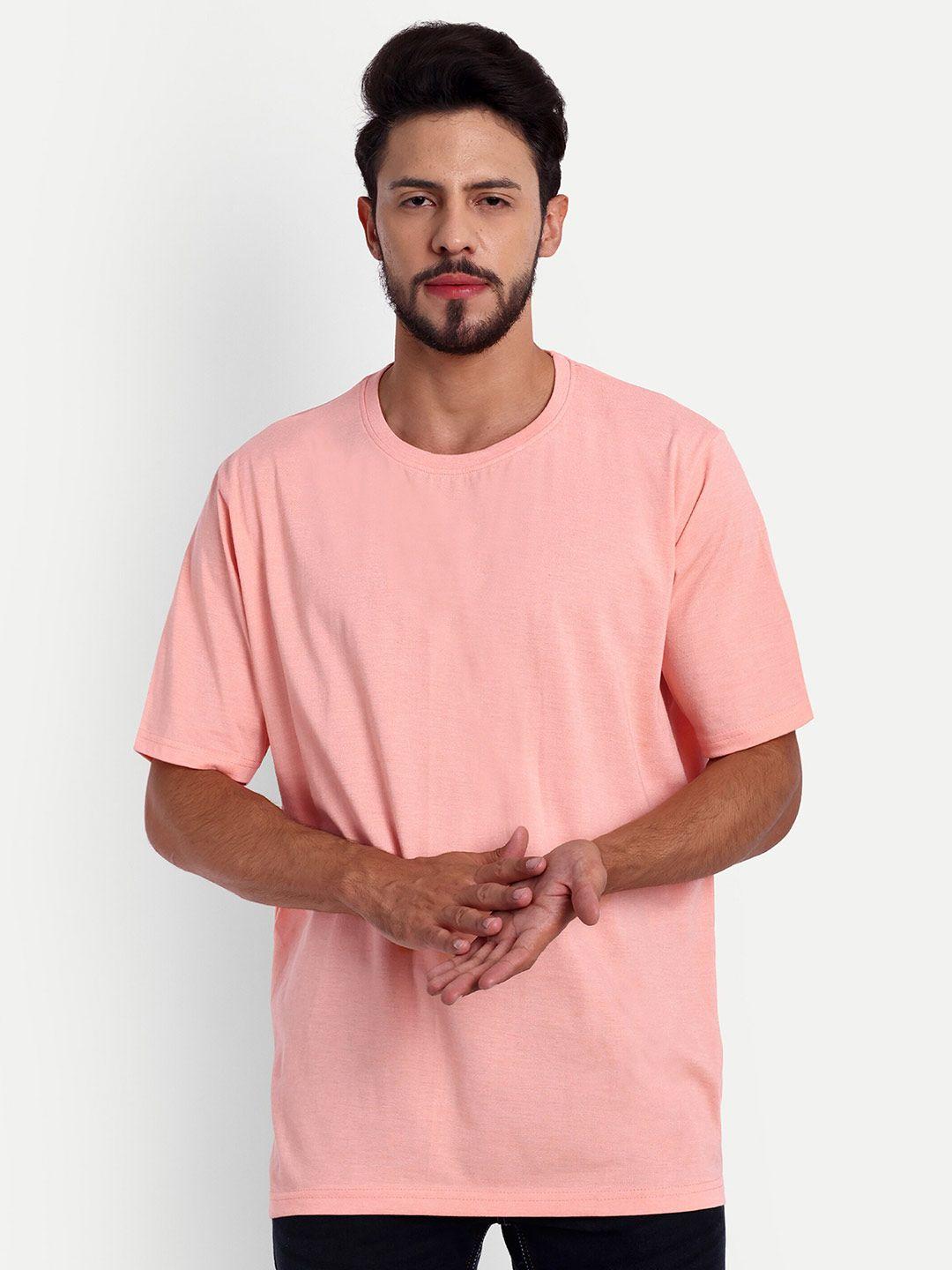 bloopers store men peach-coloured raw edge loose t-shirt