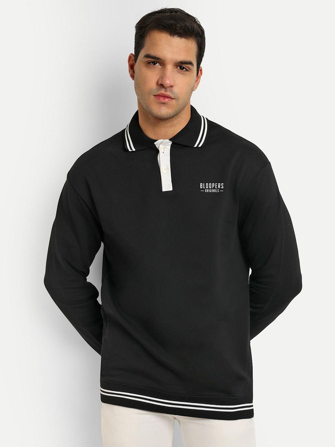 bloopers store polo collar cotton oversized sweatshirt