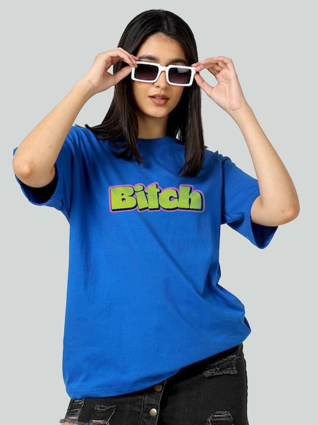 bloopers store typography printed drop shoulder oversized pure cotton t-shirt