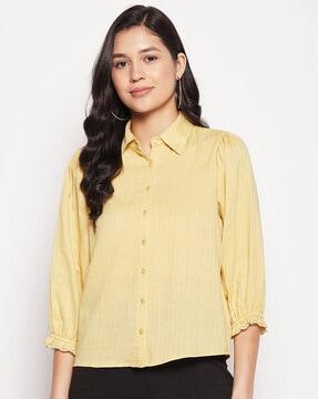 blouse shirt with puff sleeves