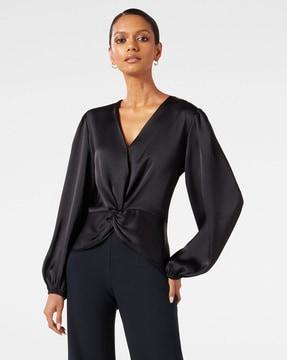 blouson top with cuffed sleeves