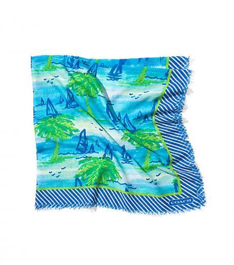 blue & green beach scene scarf