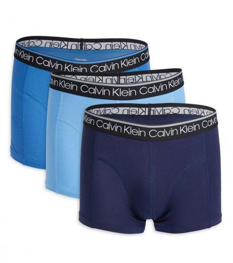 blue 3 pack logo boxer trunks