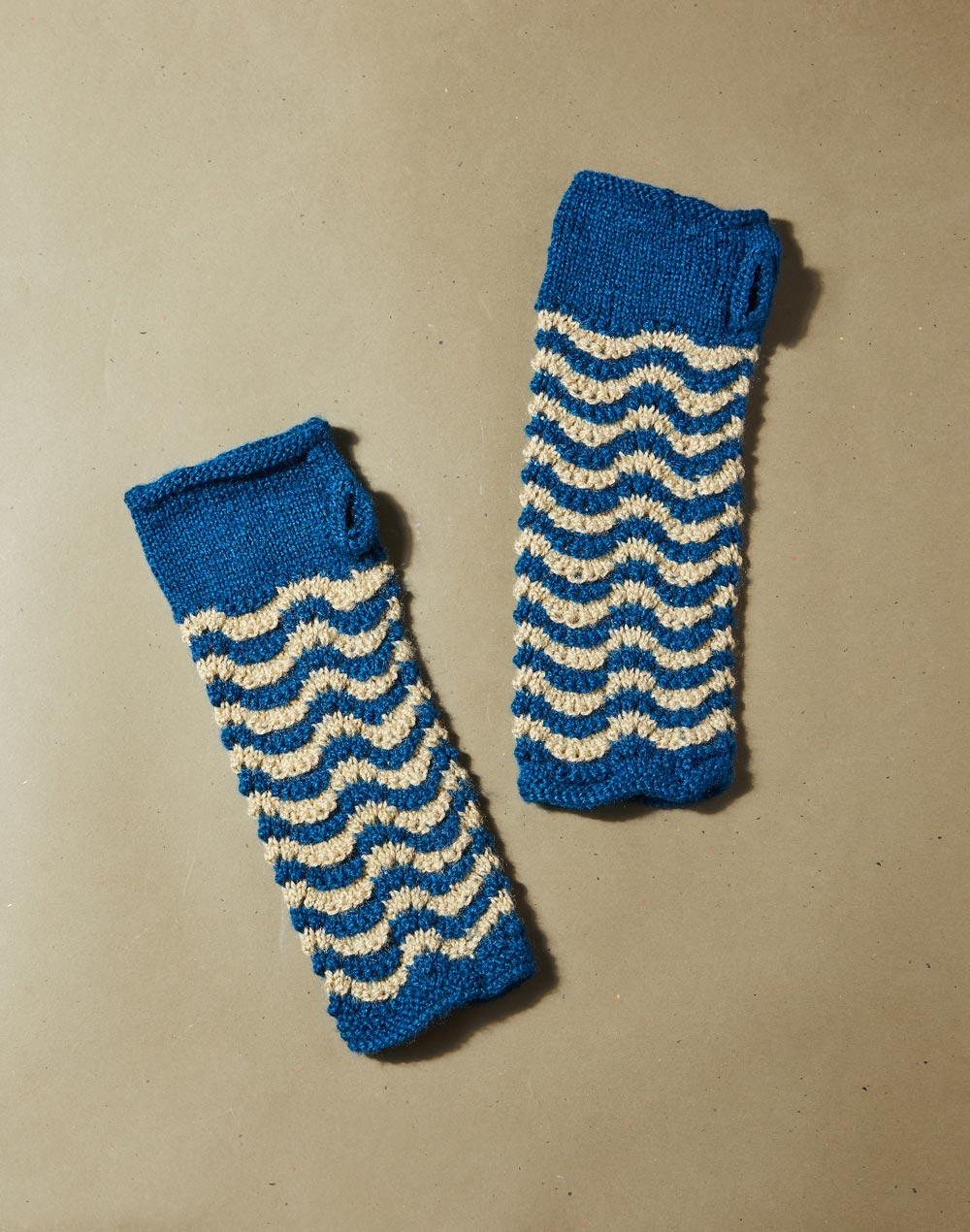 blue acrylic knitted warmer