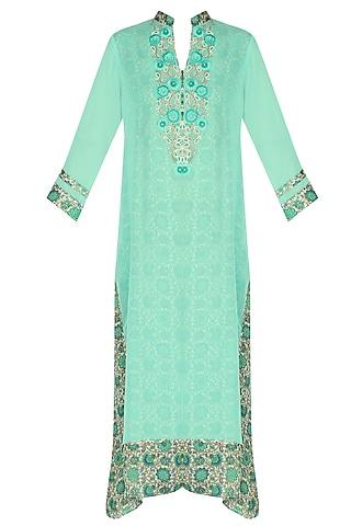 blue and silver threadwork embroidered tunic