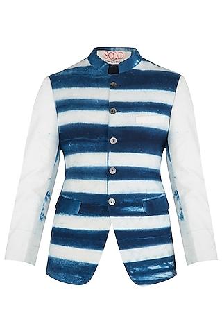 blue and white clamp dyed waist coat