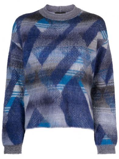 blue blue graphic print sweater