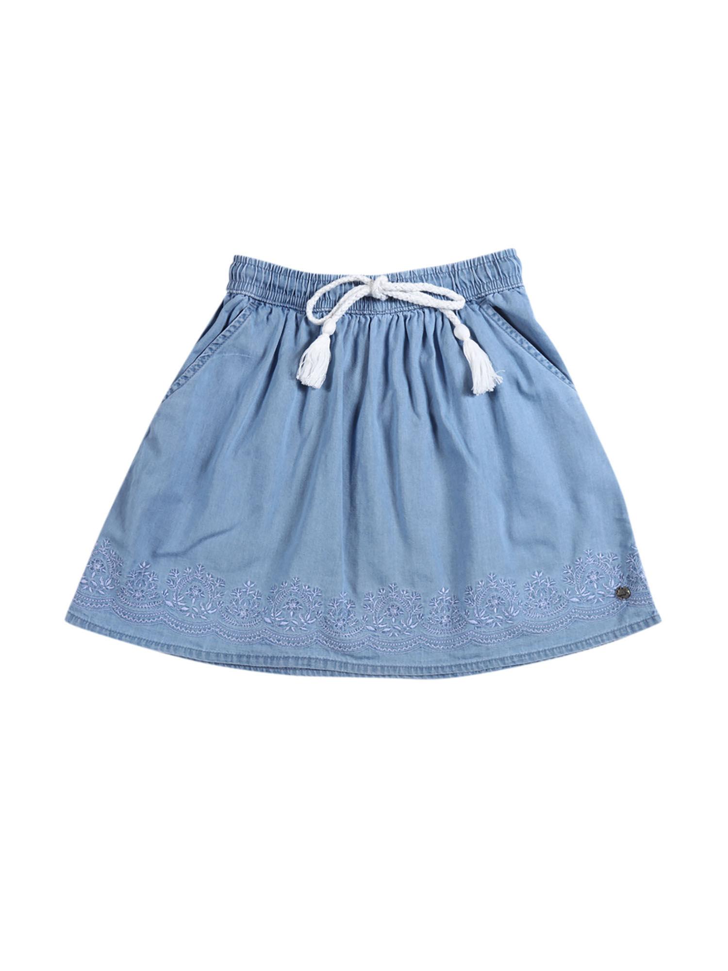 blue color embroidered skirt