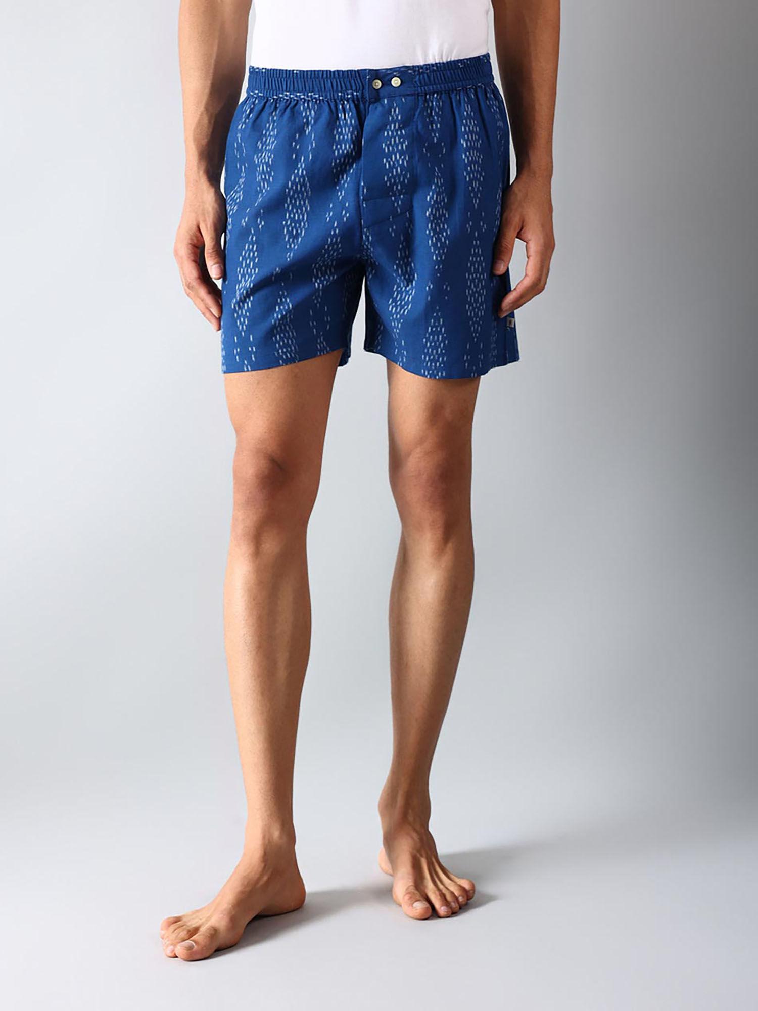 blue cotton ikat boxer shorts