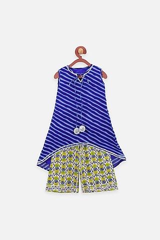 blue cotton kurta set for girls
