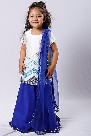 blue cotton silk sharara set for girls