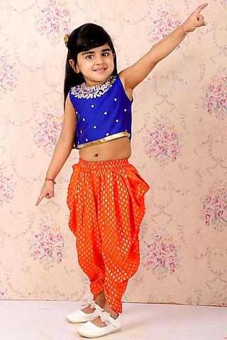 blue-dhoti-set-in-polyester-for-girls