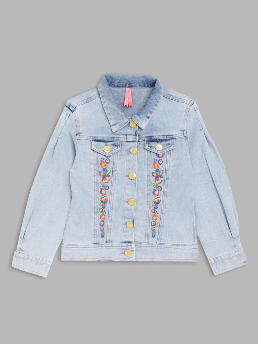 blue embroidered collar jacket